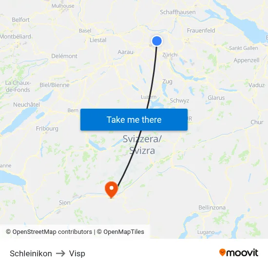 Schleinikon to Visp map