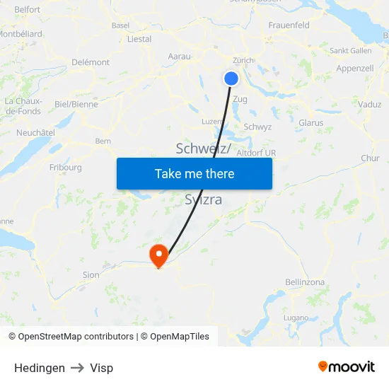 Hedingen to Visp map