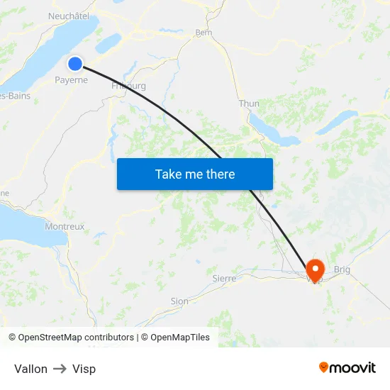 Vallon to Visp map
