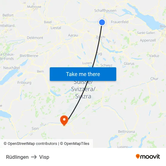 Rüdlingen to Visp map