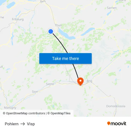 Pohlern to Visp map