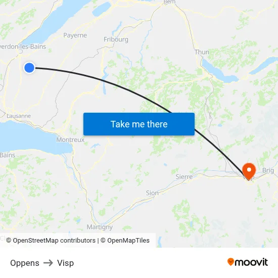 Oppens to Visp map