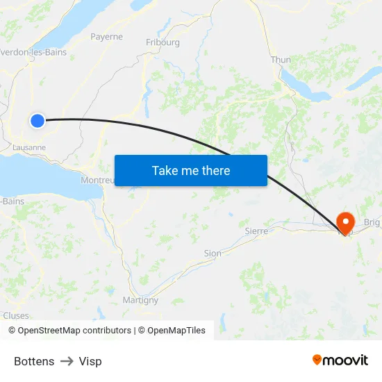 Bottens to Visp map