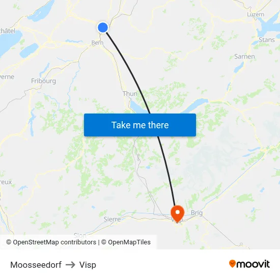 Moosseedorf to Visp map