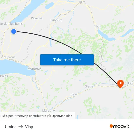 Ursins to Visp map