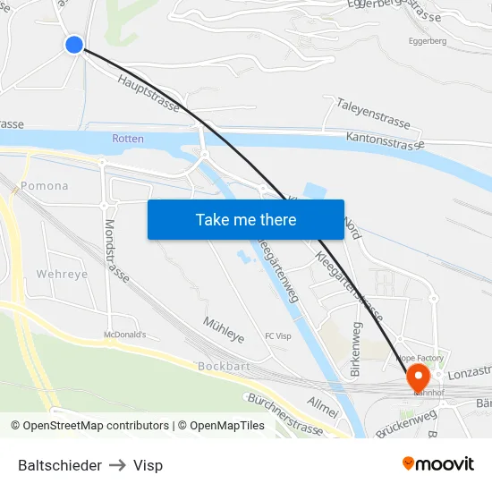 Baltschieder to Visp map