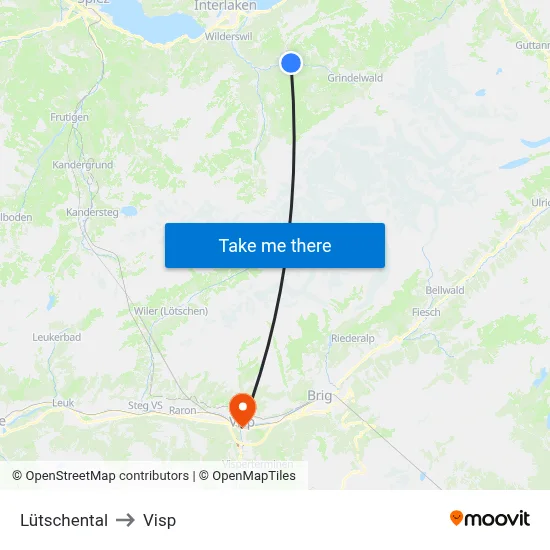 Lütschental to Visp map