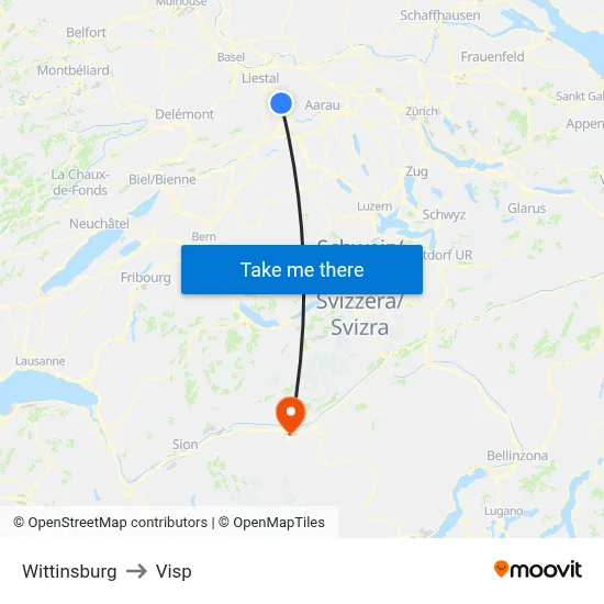 Wittinsburg to Visp map