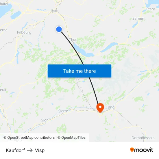 Kaufdorf to Visp map