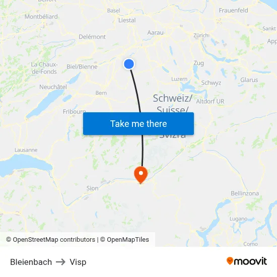 Bleienbach to Visp map