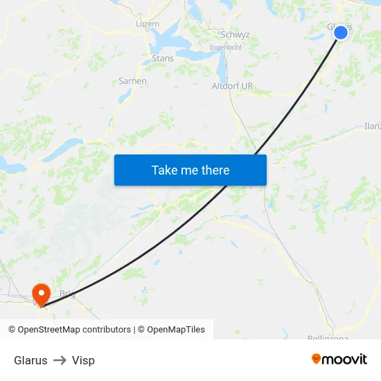 Glarus to Visp map