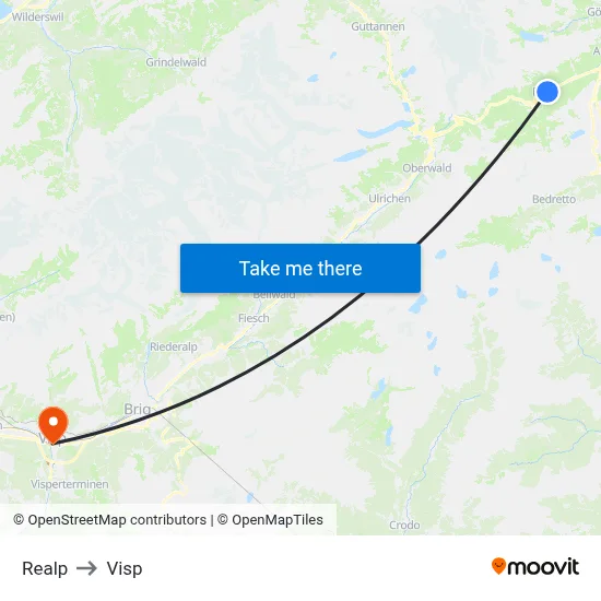 Realp to Visp map