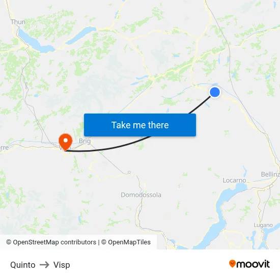 Quinto to Visp map