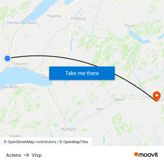 Aclens to Visp map
