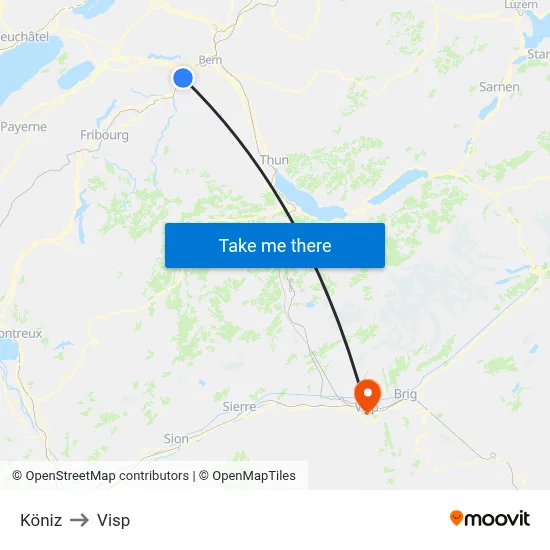 Köniz to Visp map