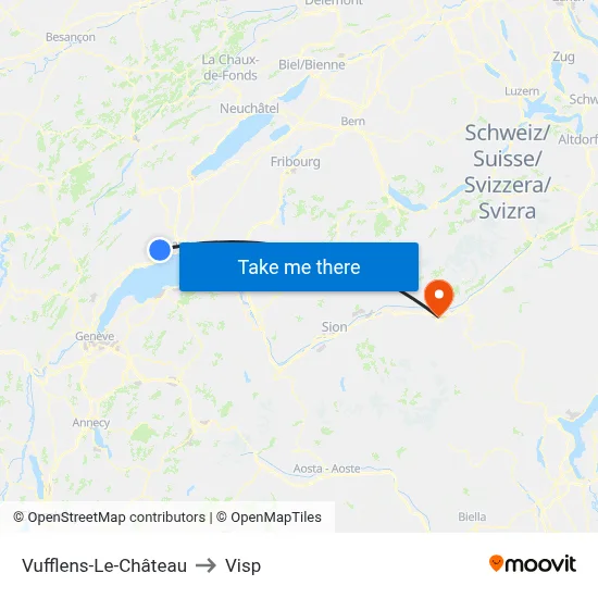 Vufflens-Le-Château to Visp map