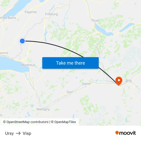 Ursy to Visp map