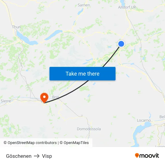 Göschenen to Visp map
