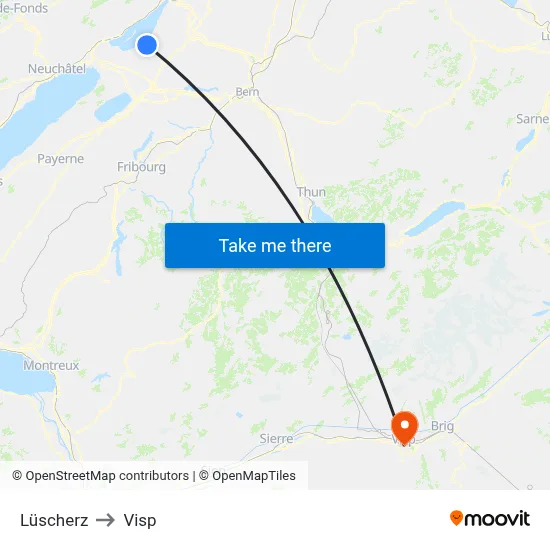 Lüscherz to Visp map