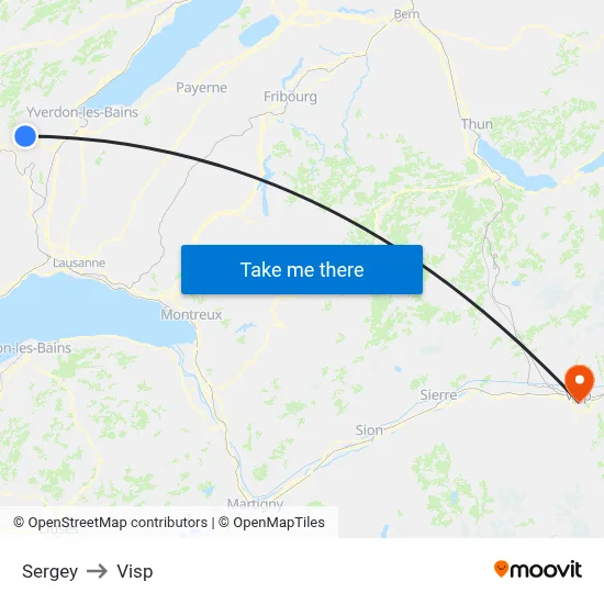 Sergey to Visp map