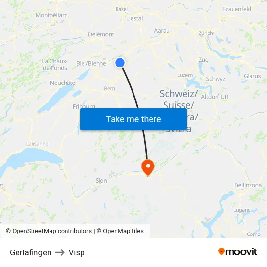 Gerlafingen to Visp map