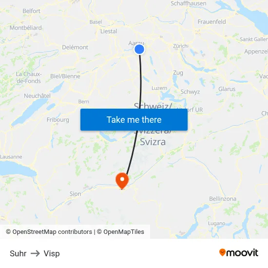 Suhr to Visp map