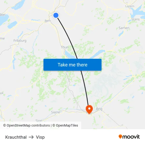 Krauchthal to Visp map