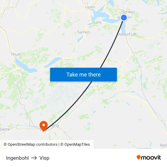 Ingenbohl to Visp map
