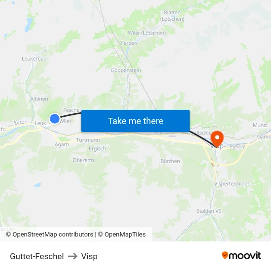 Guttet-Feschel to Visp map
