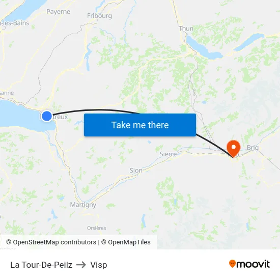 La Tour-De-Peilz to Visp map