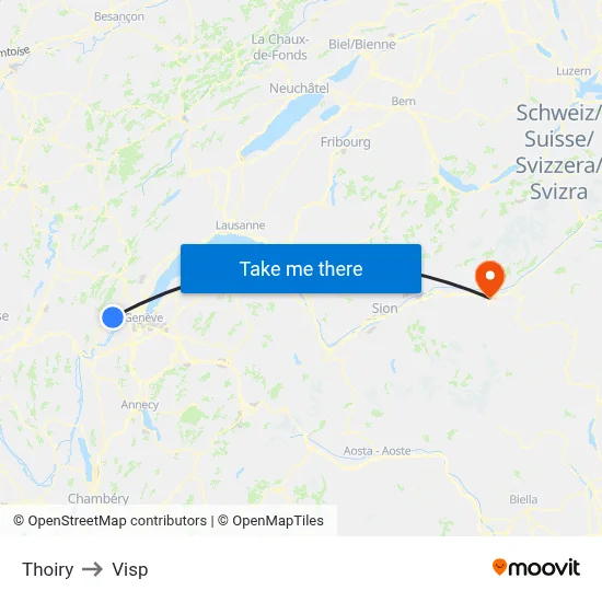Thoiry to Visp map