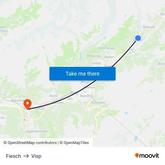 Fiesch to Visp map