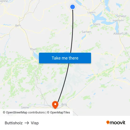 Buttisholz to Visp map