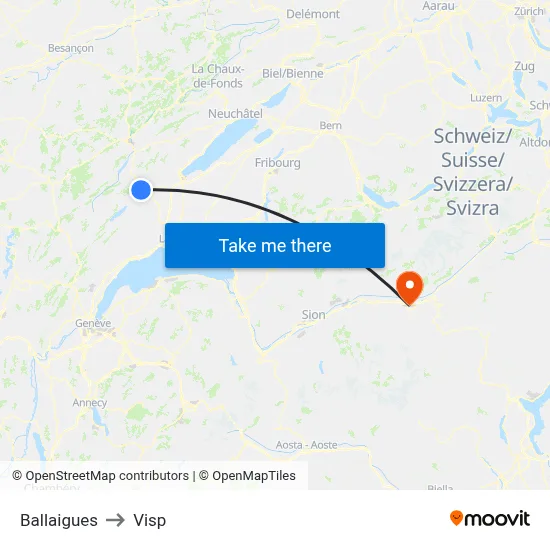 Ballaigues to Visp map