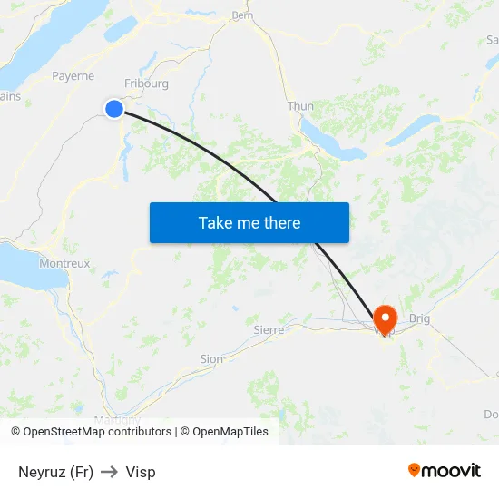 Neyruz (Fr) to Visp map