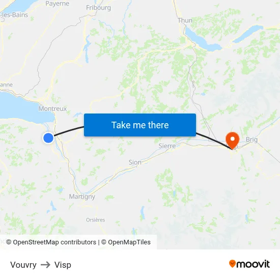 Vouvry to Visp map