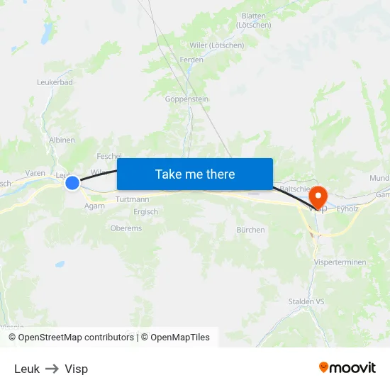 Leuk to Visp map