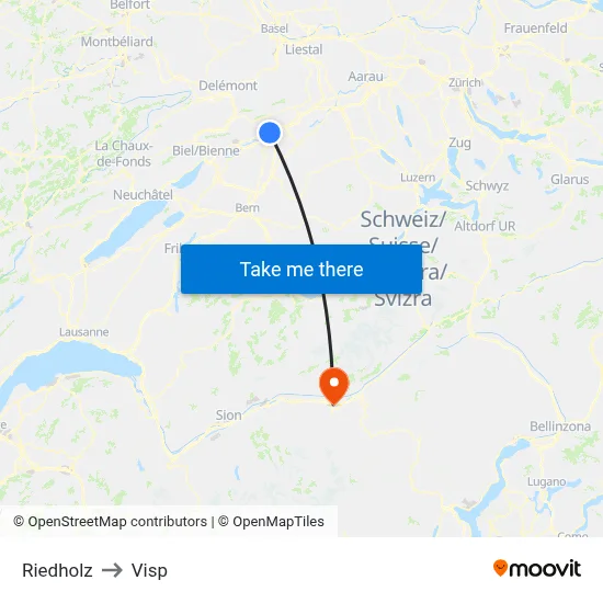 Riedholz to Visp map