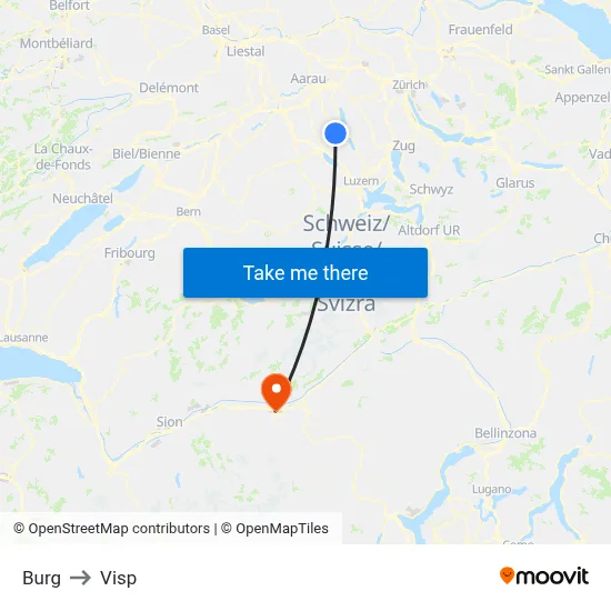 Burg to Visp map