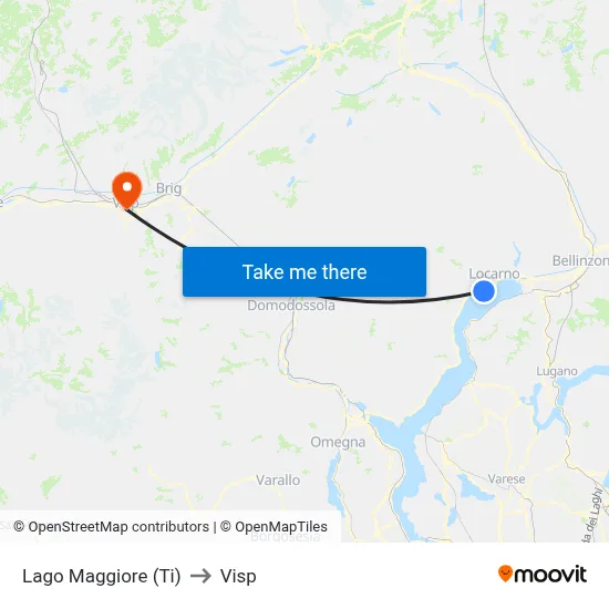 Lago Maggiore (Ti) to Visp map