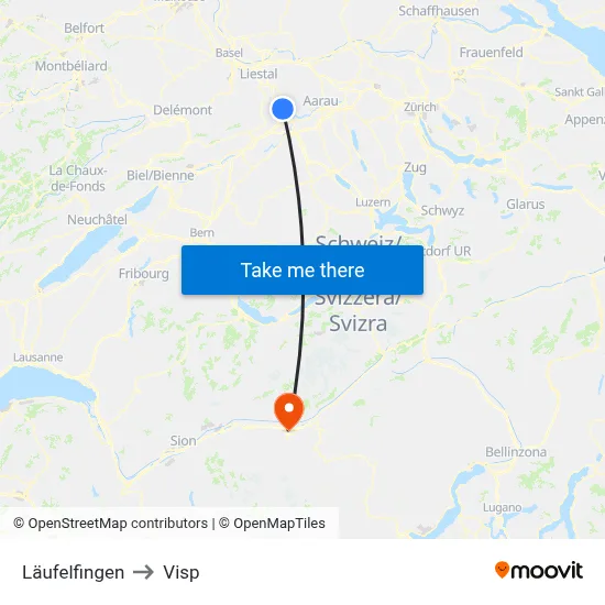 Läufelfingen to Visp map