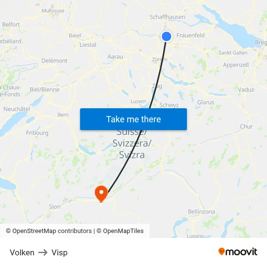Volken to Visp map