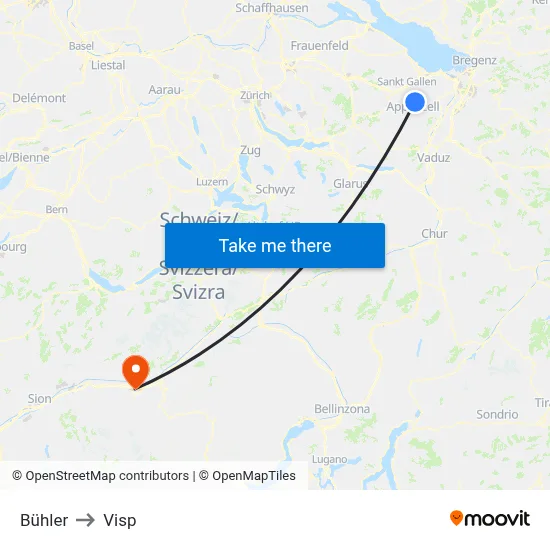 Bühler to Visp map