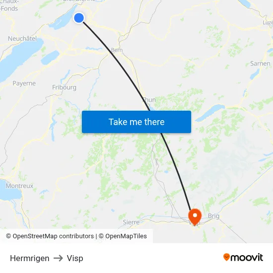 Hermrigen to Visp map