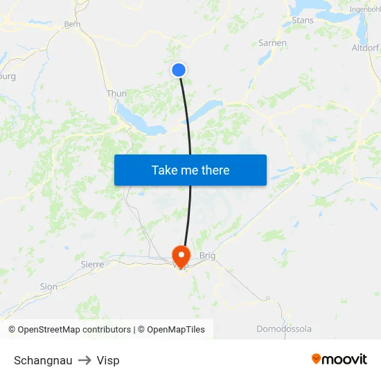 Schangnau to Visp map