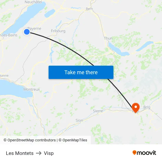 Les Montets to Visp map