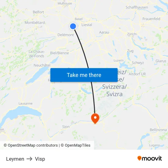Leymen to Visp map