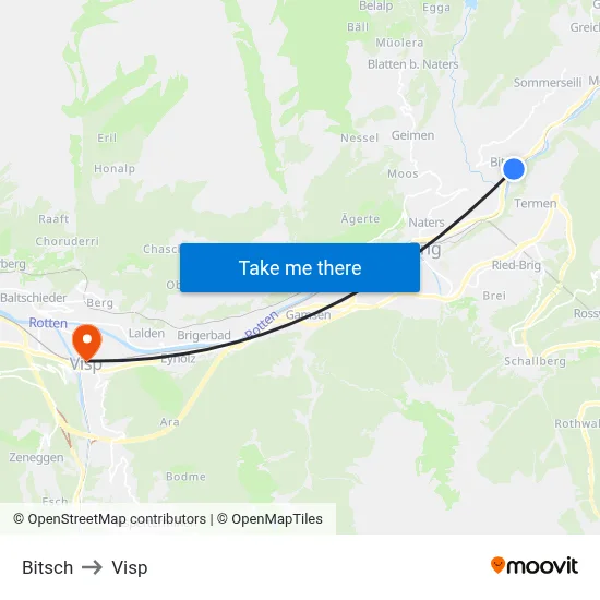 Bitsch to Visp map