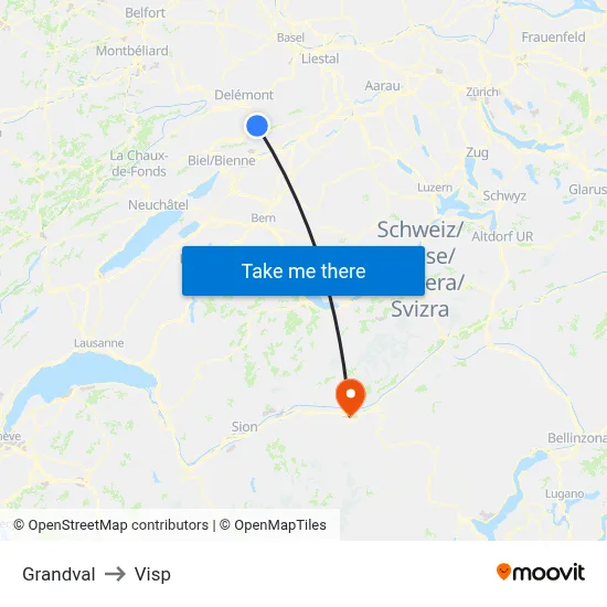 Grandval to Visp map