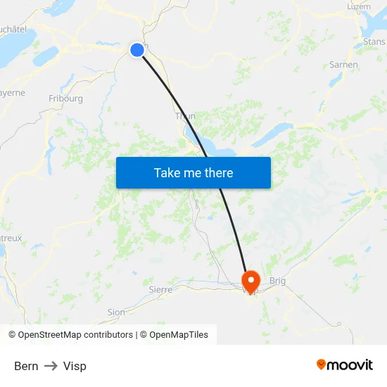 Bern to Visp map